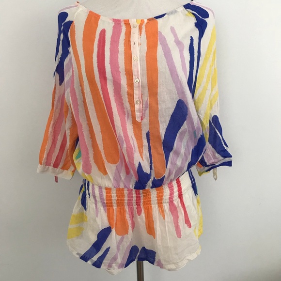 Aerie Colorful Peplum Boatneck Cotton Blou… - Picture 5 of 8